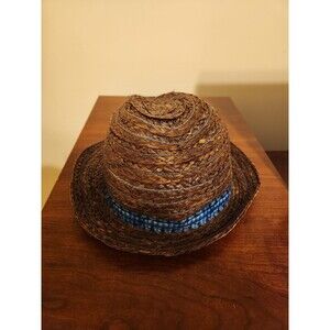 Lucky Brand Straw Wicker Hat Brown And Blue